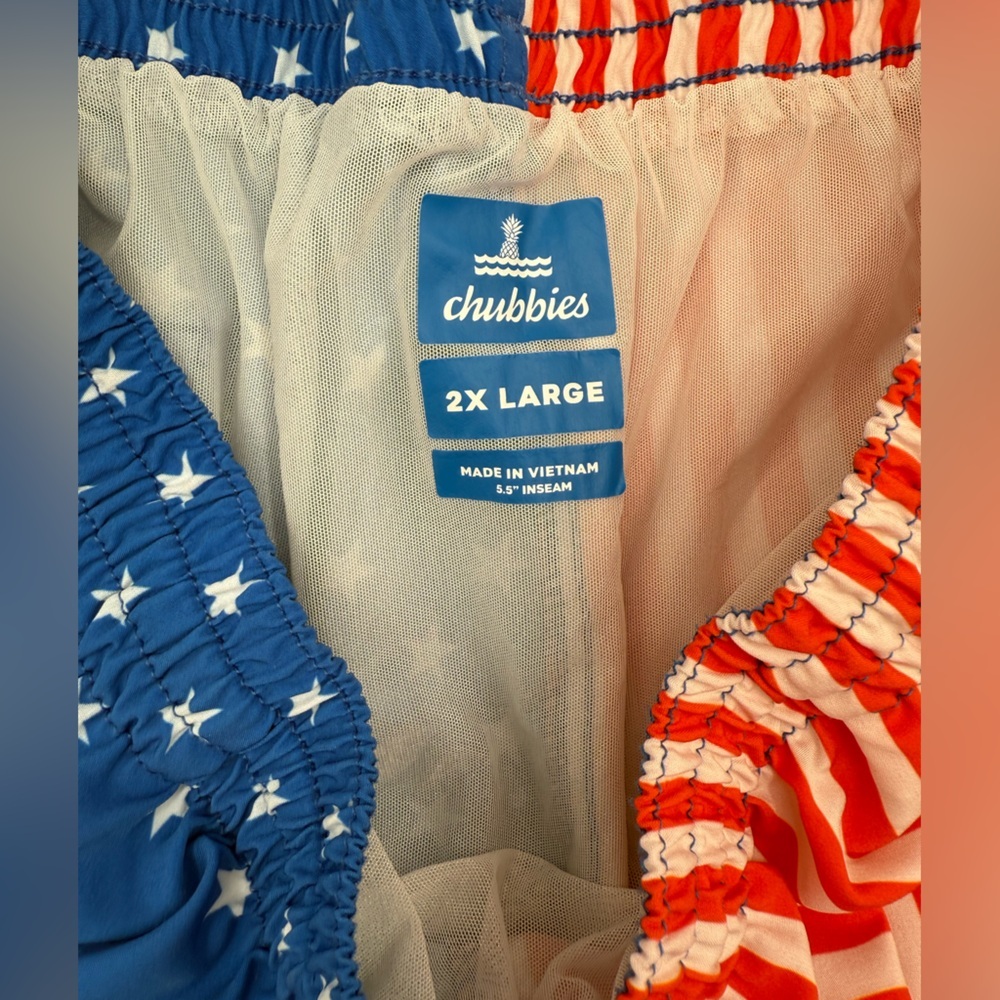 Chubbies red white and blue swim shorts - Picture 3 of 6